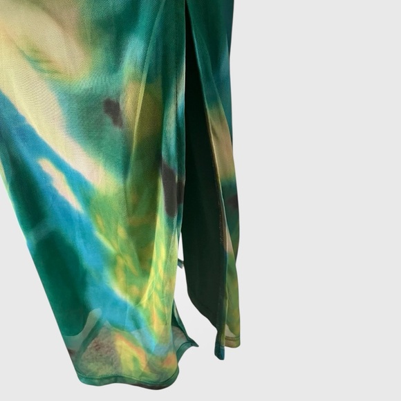 π PrettyGarden Strapless Maxi Bodycon Mesh Dress in Green Multicolor - Sz Large - Picture 10 of 10